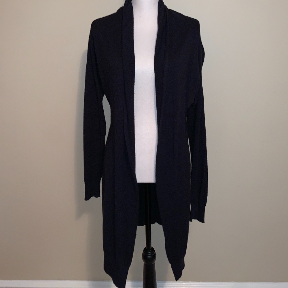 Long Black Soft Knit Cardigan